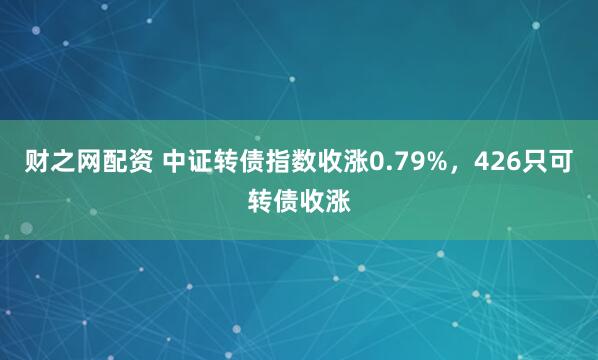 财之网配资 中证转债指数收涨0.79%，426只可转债收涨
